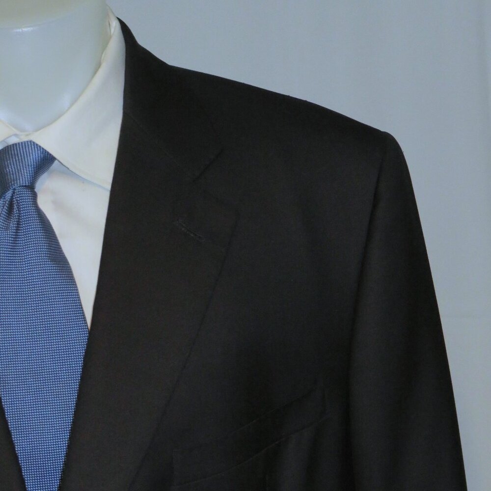 Martin Greenfield Bespoke Handmade Solid Black Two Button Suit 50L